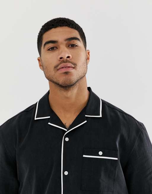 ASOS DESIGN – Avslappnad viskosskjorta med kort ärm och kantränder, 3 av 4