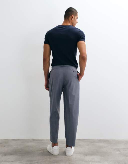ASOS DESIGN avslappnade avsmalnande kostymbyxor i blått, 4 av 5