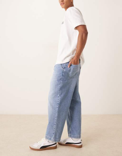 ASOS DESIGN – Avsmalnande jeans i ljus tvätt med avslappnad passform, 3 av 5