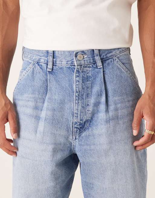 ASOS DESIGN – Avsmalnande jeans i ljus tvätt med avslappnad passform, 5 av 5