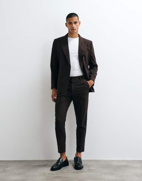 ASOS DESIGN avsmalnande kostymbyxor i mörkbrunt - view 1