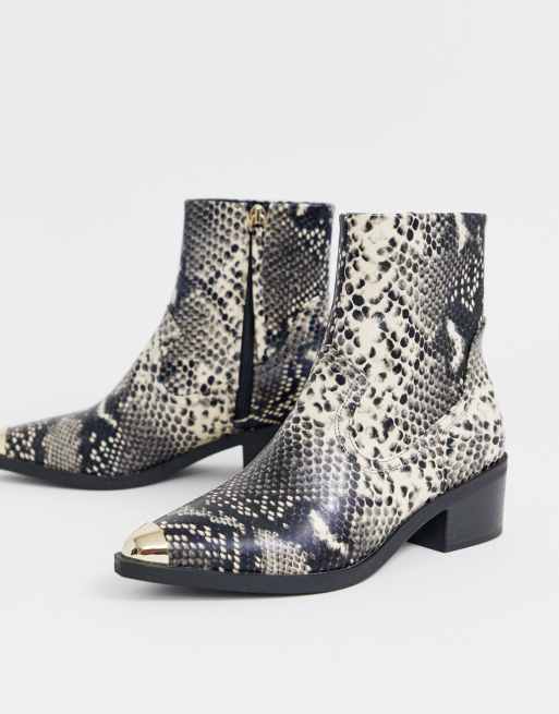 ASOS DESIGN – Awake – Ormskinnsmönstrade cowboyboots med tåhätta, 4 av 4
