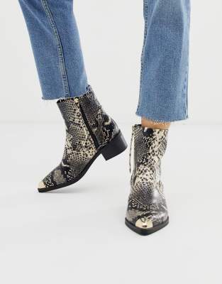 ASOS DESIGN ASOS DESIGN Awake western toe cap boot in snake-Multi