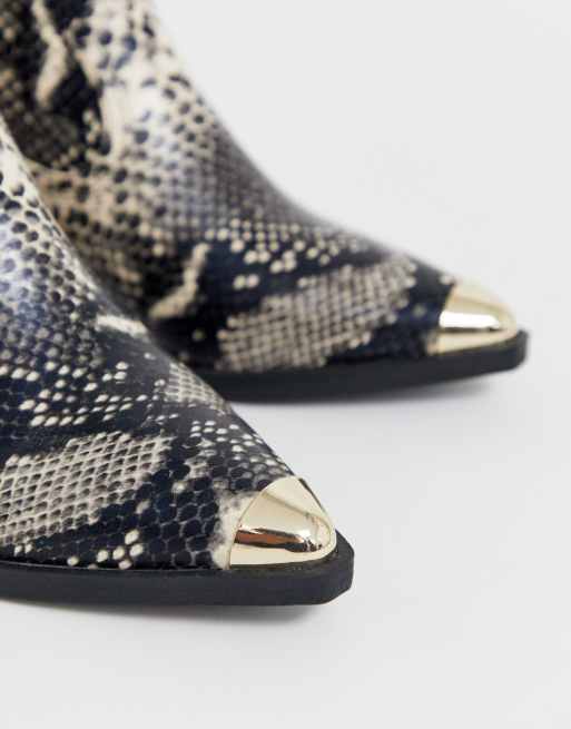 ASOS DESIGN Awake western toe cap boot in snake, 3 of 4