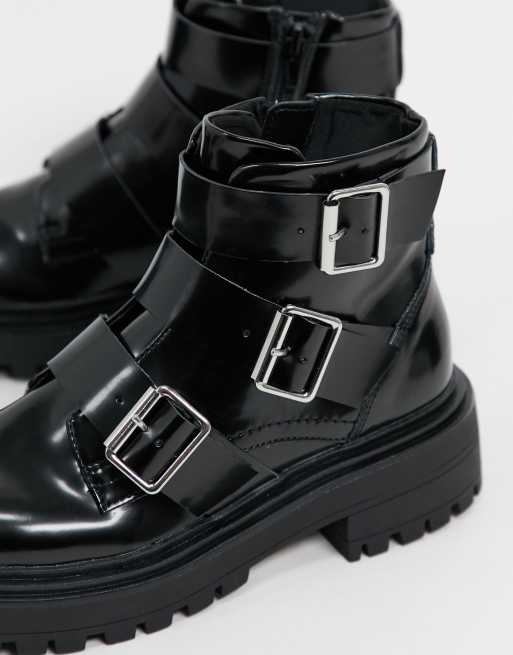 Asos black biker store boots