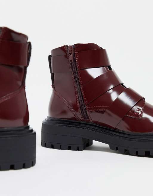 ASOS DESIGN Awaken biker boots in burgundy