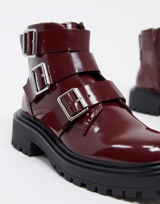 Burgundy store biker boots