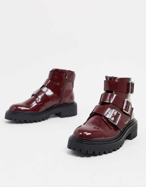 ASOS DESIGN Awaken – Burgundowe buty motocyklowe