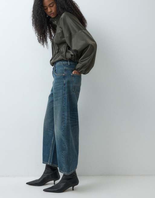 ASOS DESIGN awkward crop jean in mid blue, 3 of 5
