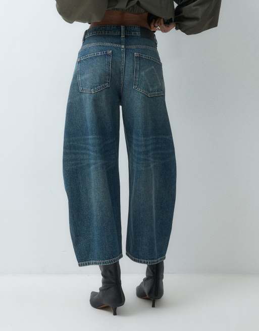 ASOS DESIGN awkward crop jean in mid blue, 5 of 5