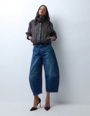Asos Design Awkward Crop Jean In Blue