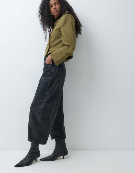 ASOS DESIGN Awkward crop-jeans i svart - view 1