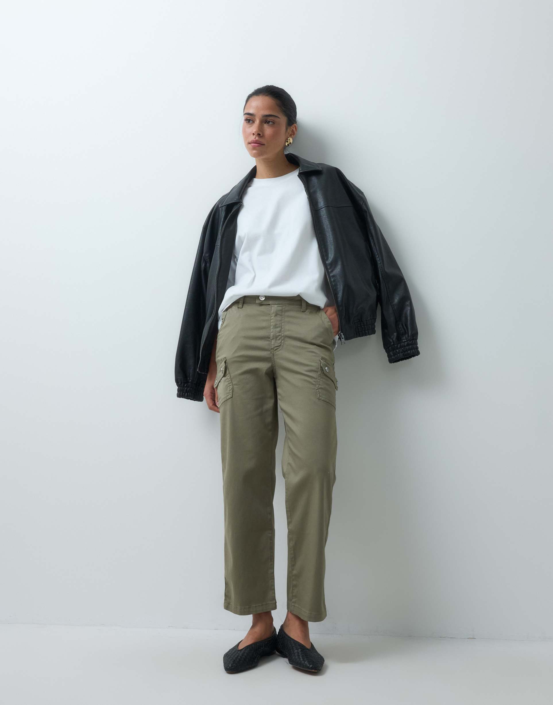 asos design awkward length cargo pants with pocket detailing in khaki green