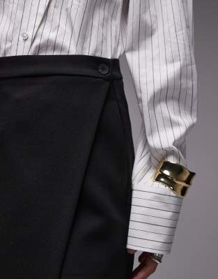 Asos Design Awkward Length Wrap Skirt In Black