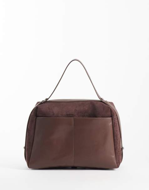 ASOS DESIGN axelväska i mockaimitation i chokladbrun - view 1