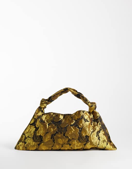 ASOS DESIGN axelväska i satin med knutdetalj på handtaget i jacquard, 1 av 4