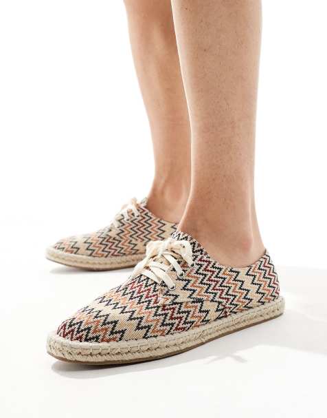 ASOS DESIGN – Aztecmönstrade espadrillos i canvas med snörning - view 1