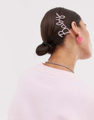 Et Cristaux Barrette Asos Avec DesignBaby Inscription Argenté Ifgb6yY7v