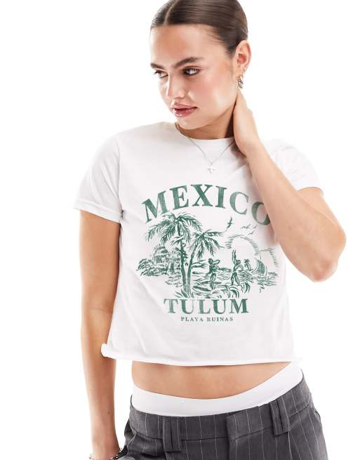 FhyzicsShops DESIGN – Baby Fit T-Shirt in Weiß mit Mexico-Grafikprint