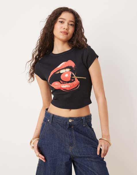 ASOS DESIGN - Baby T-shirt met kersenprint in zwart - view 1