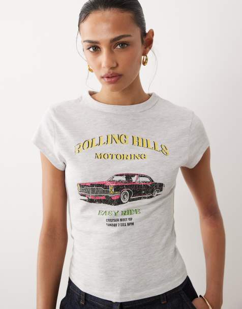 ASOS DESIGN - Baby T-shirt met korte mouwen en vintage autoprint in gemêleerd grijs - view 1