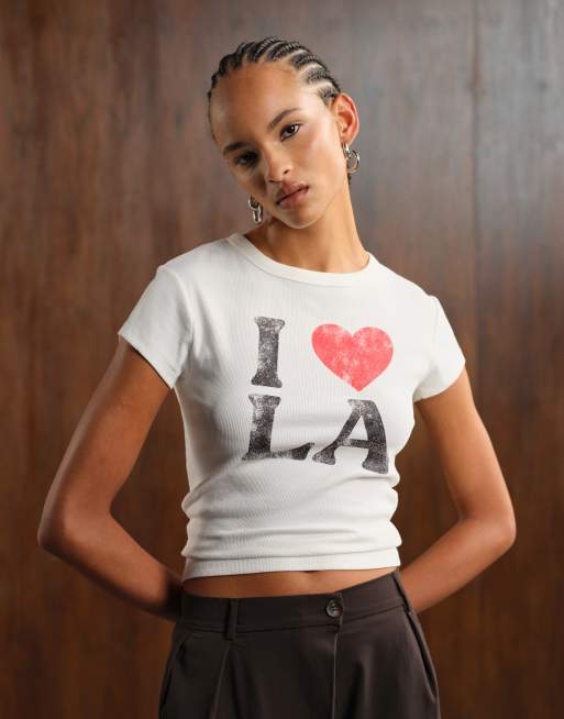 ASOS DESIGN - Baby T-shirt met LA-print in crème, 3 van 4