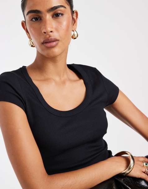 ASOS DESIGN - Baby T-shirt met lage ronde hals in zwart - view 1
