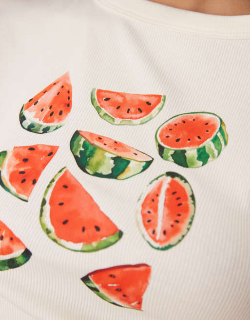ASOS DESIGN - Baby T-shirt met watermeloenprint in crème, 2 van 4