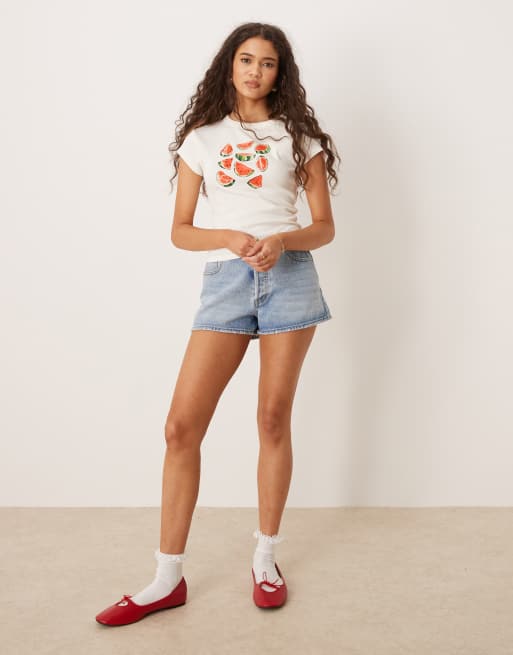 ASOS DESIGN - Baby T-shirt met watermeloenprint in crème, 3 van 4