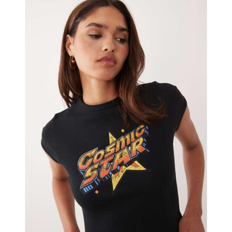 ASOS DESIGN baby t-shirt with cosmic star graphic in black | ASOS