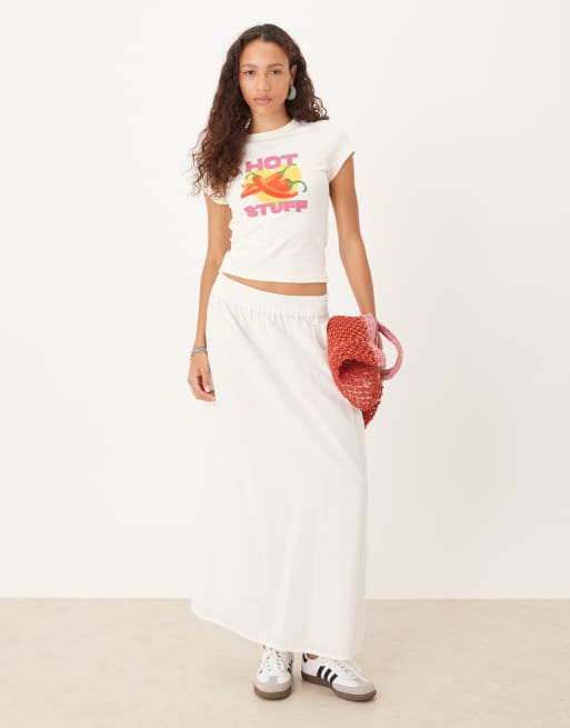 ASOS DESIGN - Baby tee met grafische 'Hot Stuff Chili'-print in crème, 3 van 4