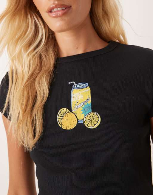 ASOS DESIGN - Baby tee met grafische print van drankje in zwart, 4 van 4