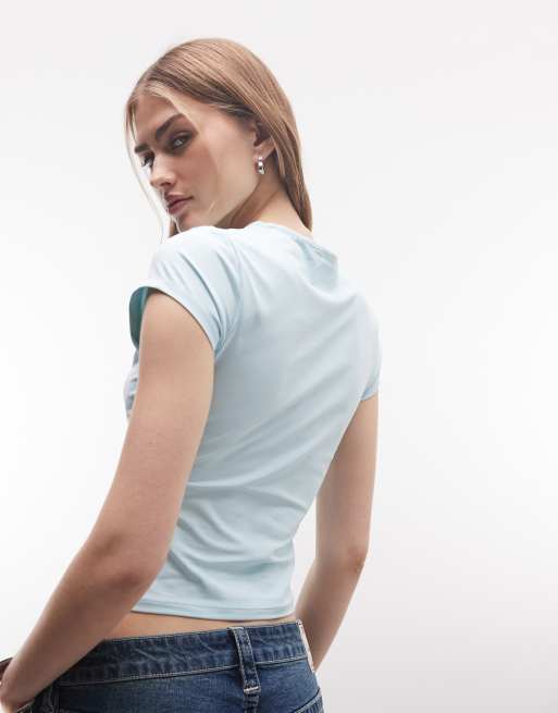 ASOS DESIGN - Baby tee van glad polyamide in lichtblauw, 4 van 4