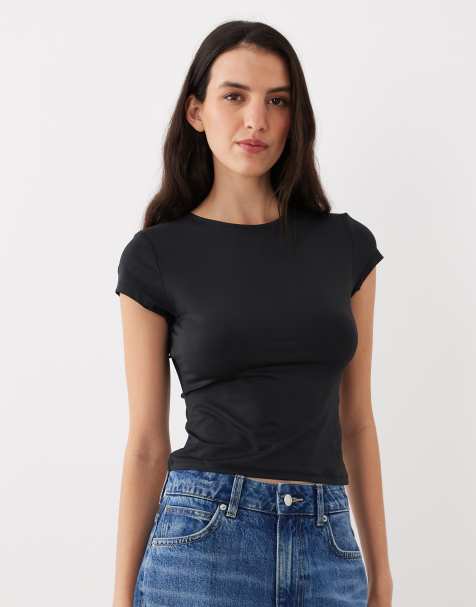 ASOS DESIGN - Baby tee van gladde polyamide in zwart - view 1