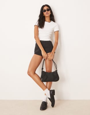 Asos Design Baby Tee With Blanket Stitch Details In White