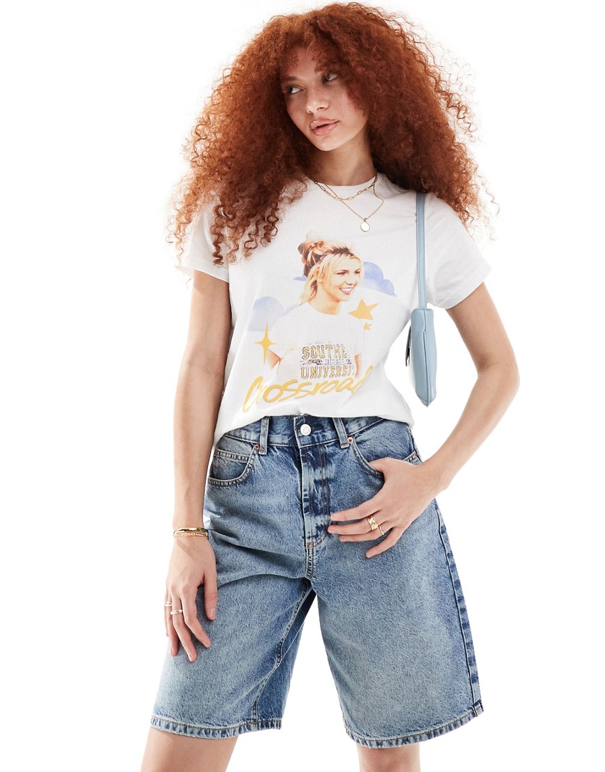 ASOS DESIGN baby tee with britney spears crossroads licence graphic in white