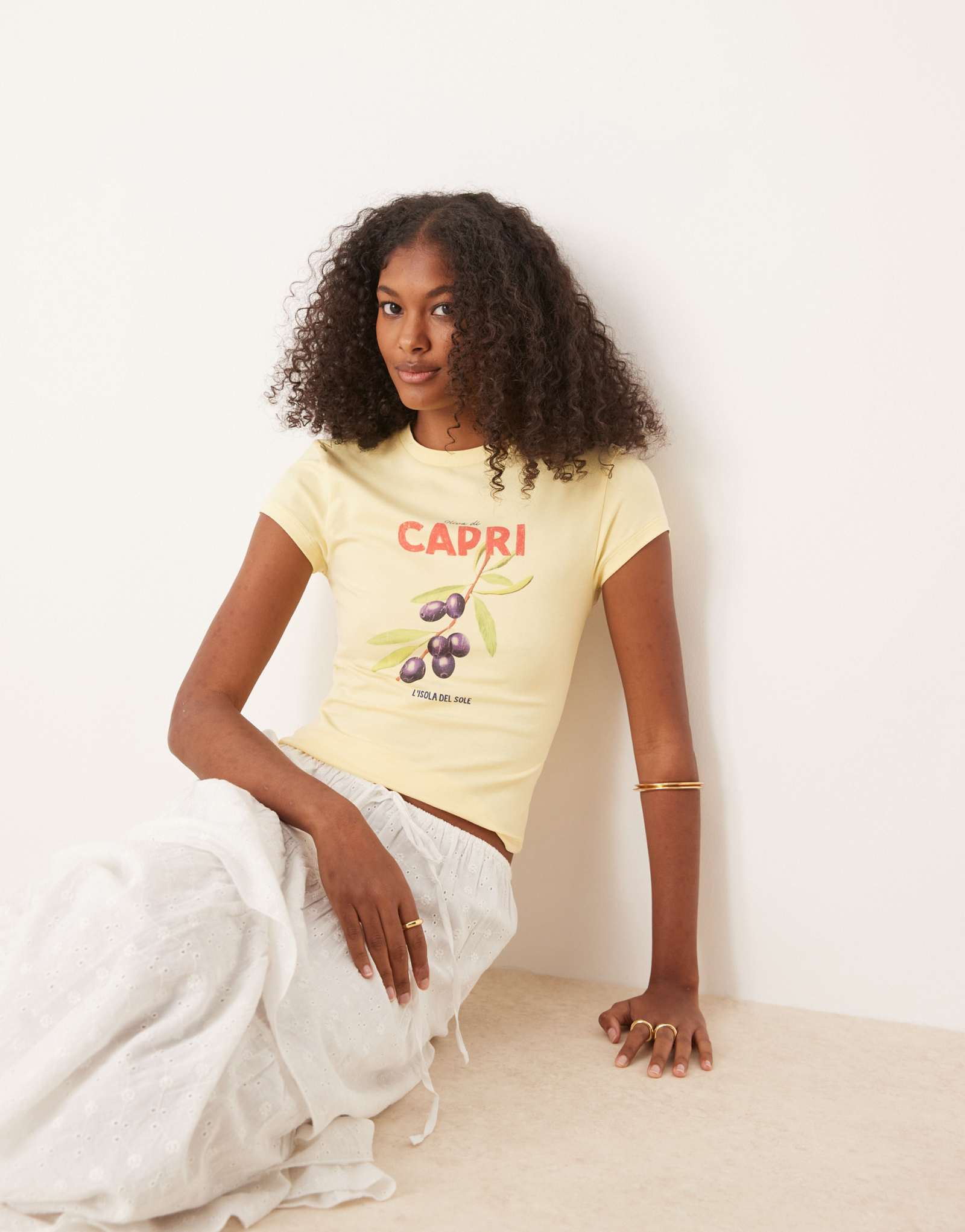 ДИЗАЙНЕРСКАЯ детская футболка ASOS с рисунком капри желтого цвета