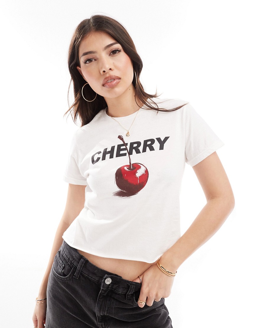 ASOS DESIGN baby tee with cherry graphic in white