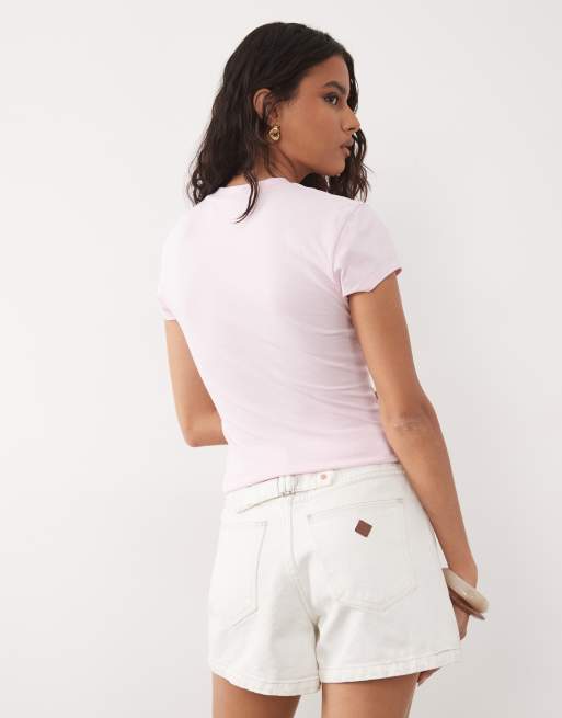 ASOS DESIGN baby tee with citrus glow graphic in light pink, 4 of 4
