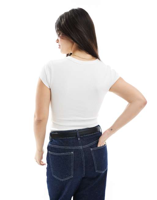 ASOS DESIGN baby tee with cocktail graphic in white