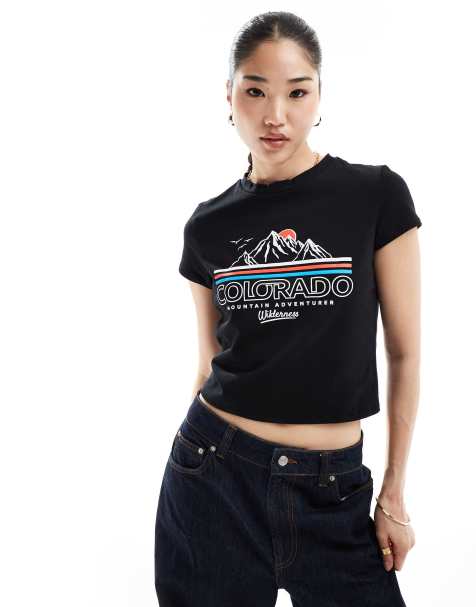 ASOS DESIGN baby tee with colorado graphic in black - view 1
