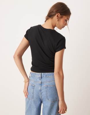 Asos Design Baby Tee With Copenhagen Bleach Flower Graphic In Black