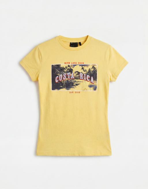 ASOS DESIGN Baby tee with Costa Rica embroidered graphic in yellow, 5 of 8