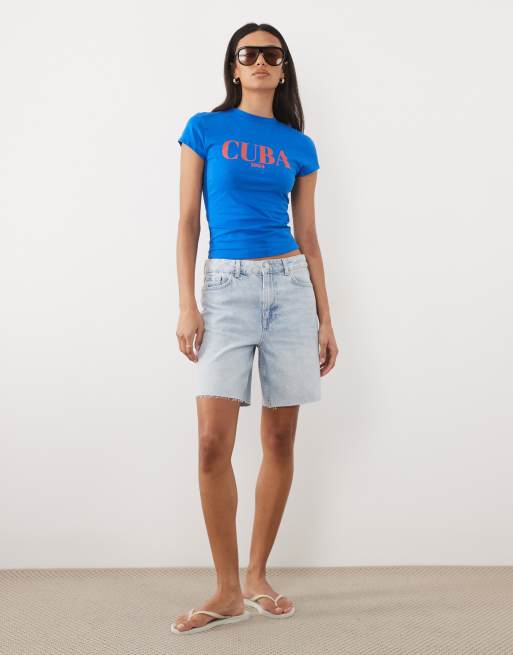 ASOS DESIGN Baby tee with Cuba graphic in blue and red, 2 of 4