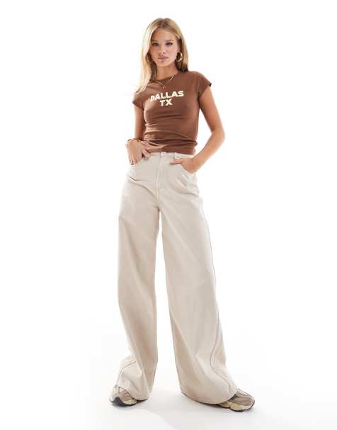 ASOS DESIGN baby tee with Dallas Texas graphic in brown - view 1