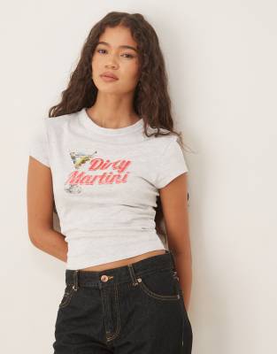 Asos Design Baby Tee With Dirty Martini Graphic In White
