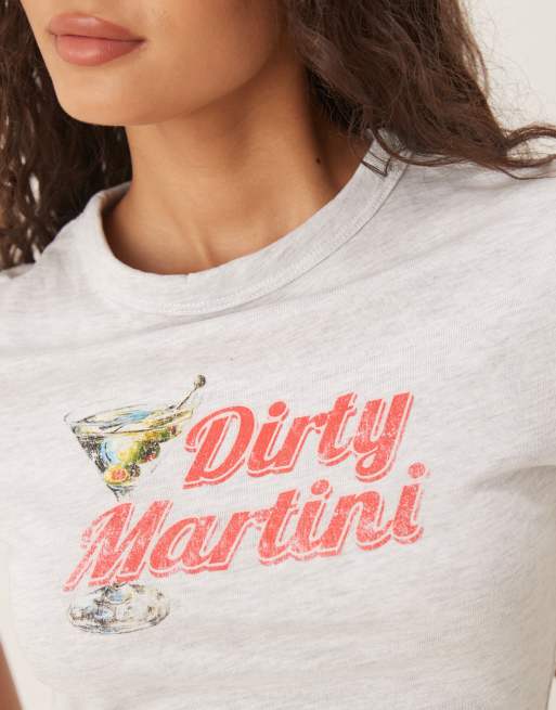 ASOS DESIGN baby tee with dirty martini graphic in heathered ice, 4 of 4