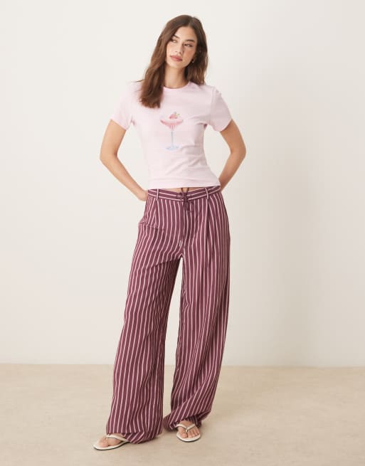 ASOS DESIGN baby tee with embroidered cocktail in pink