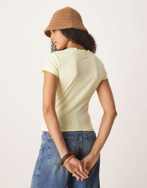 ASOS DESIGN baby tee with flower graphic in yellow