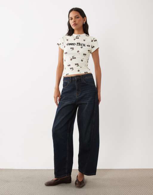 ASOS DESIGN baby tee with good luck slogan and cherry print , 2 of 4